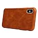 JISONCASE iPhone X Leather Case, for Apple iPhone X Genuine Leather Case iPhone 10 Back Cover Grip Shell Cases with Metallic Buttons, Brown (TC-IPX-05A20)
