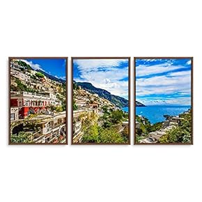 3 Piece Framed Canvas Wall Art for Living Room, Bedroom Italy City Landscape Canvas Prints for Modern Home Decoration Ready to Hang - 16"x24"x3 Panels