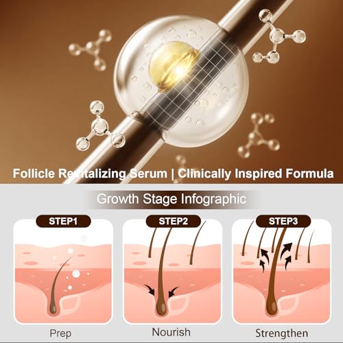 Hair Growth Serum with Rosemary Oil, Biotin, Niacinamide & Castor Oil – Hair Loss Spray for Women & Men, Scalp Serum for Hair Thickening & Strengthening, Beard Care, 60ml