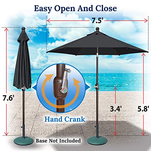 BenefitUSA 7.5' Patio Battery Lighted LED Umbrella Tilt Sunshade Garden Balcony Outdoor (Black)