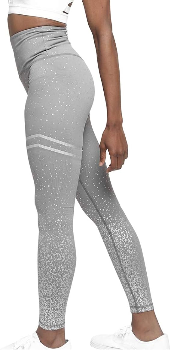 OEAK Damen Dünne Sport Leggings mit Gold Druckn Glitzer Yogahose