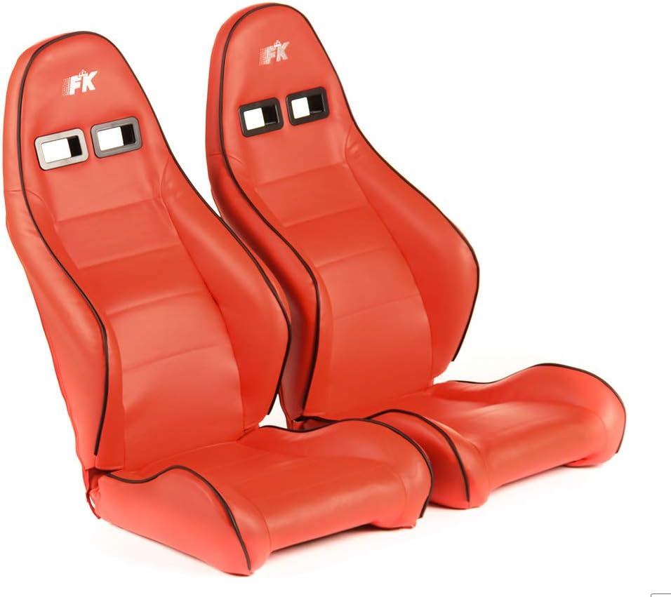 Ergonomic FK Seats half bucket seats Set Dortmund artificial leather red white