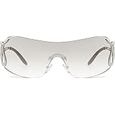 Appassal Rimless Y2k Sunglasses for Women Men Trendy Oversized Wrap Around Snake Shades AP3652