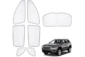 T TGBROS Window Sunshade for 2014-2023 Jeep Cherokee Side Rear Window Shade Privacy Car Sun Shades Foldable Blocks UV Rays Keeps Your Vehicle Cool 7PCS (Not for Grand Cherokee)