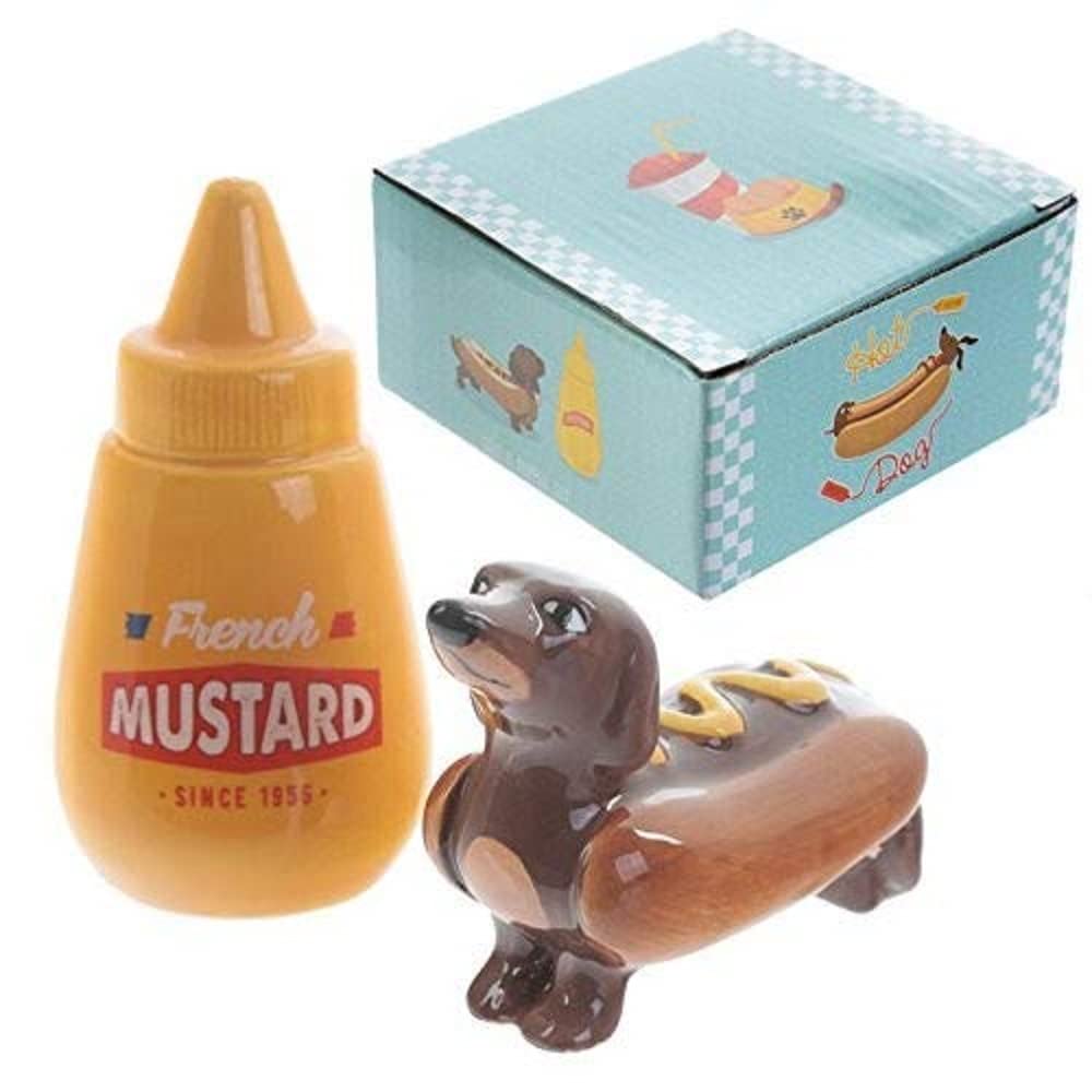 Puckator Sausage Dog and Mustard Salt and Pepper Set