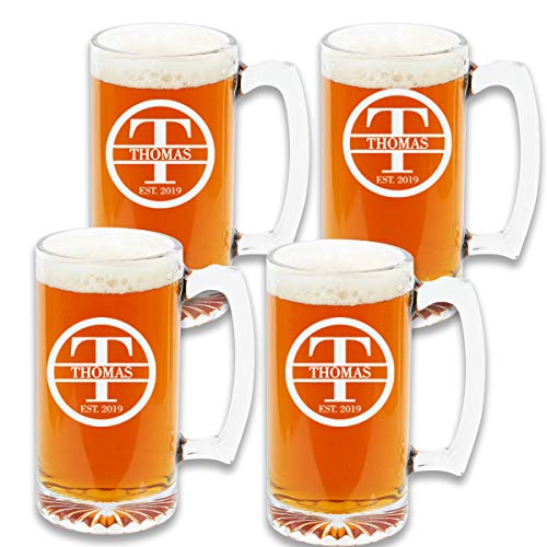 Personalized Beer Mugs (Set of 4) 9 Premium Customizable Design