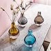 CASAMOTION Glass Vases for Flowers Blown Art Glass Mini Bud Decor Blue 5.3 inch Height