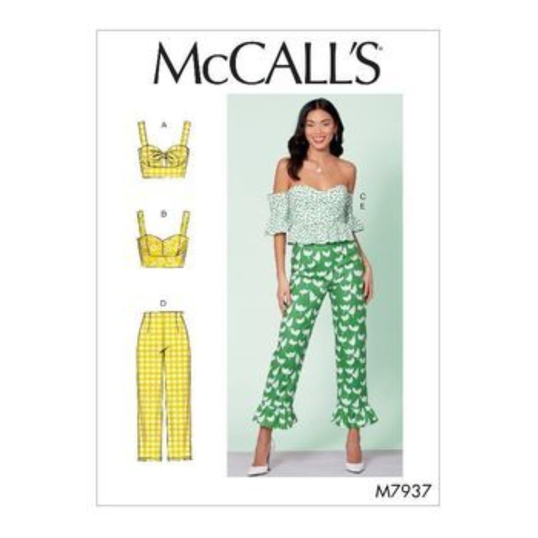 McCall's Pattern M7937E5 Misses' Tops and Pants, Paper, White, Various