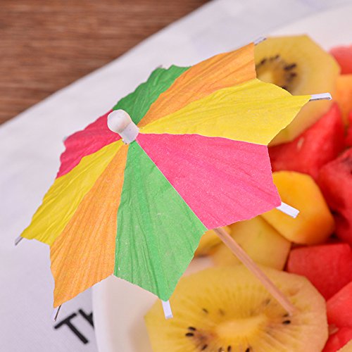 FancyWolf 144 Pcs Cocktail Parasol Picks Colorful Paper Umbrellas Cupcake Toppers Picks