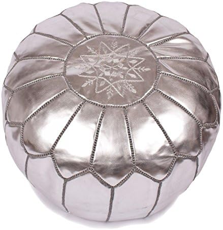 La Bohemia | Beautiful Handmade Footstool Pouf from Marrakech | Colour Silver | Delivered unstuffed
