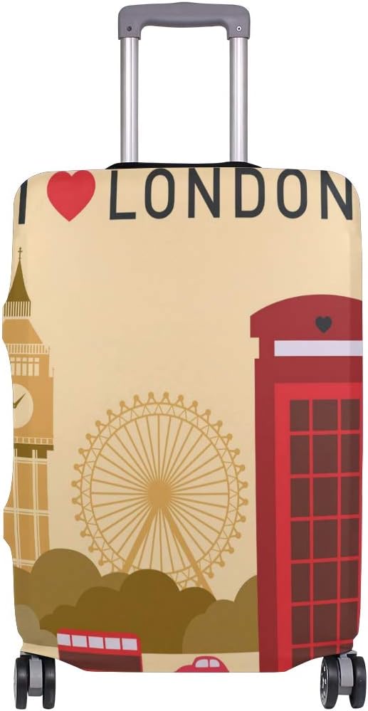 FOLPPLY I Love London Symbols Big Ben Luggage Cover Baggage Suitcase Travel Protector Fit for 18-32 Inch