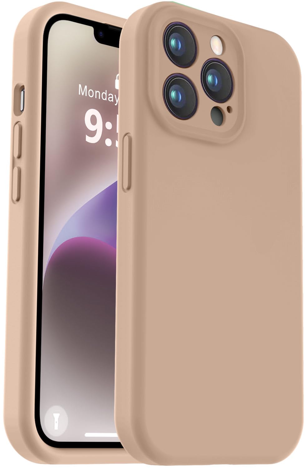 Photo 1 of Vooii Compatible with iPhone 13 Pro Case, Liquid Silicone Upgrade [Camera Protection] [Soft Anti-Scratch Microfiber Lining] Shockproof Phone Case for iPhone 13 Pro 6.1 inch - Light Brown