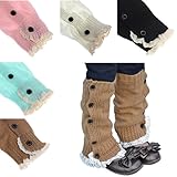 Mosunx (TM) Kids Girl Crochet Knitted Lace Boot Cuffs Toppers Leg Warmer Socks (Khaki)