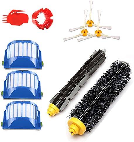 WNVN Accessory for Irobot Roomba 500 600 610 620 650 Series Vacuum Cleaner Replacement Part Include 3 Pack Filter, Side Brush, 1 Pack Bristle Brush &amp; Flexible Beater Brush