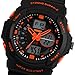 Aposon Mens Dual Time Outdoor Digital Analog Quartz Waterproof Wrist Sport Watch with Electronic LED Display, 3ATM Water Resistant (98ft 30M), Back Light, Alarm, Military 24H Time - Orange