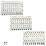 Aketek 3x Solderless BreadBoard, 400 tie-points, 4 power rails, 3.3 x 2.1 x 0.3in (84 x 54 x 9mm)