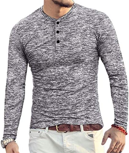 YTD Mens Fashion Casual Slim Fit Basic Henley Short Sleeve Lightweight Summer T-Shirt