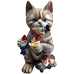 GARDEN GNOME STATUE - Cat massacre - funny Knomes sculpture figurines Art Décor - Best Indoor outdoor for Patio Yard Lawn House or door - Unique New Design, Makes a perfect gifts
