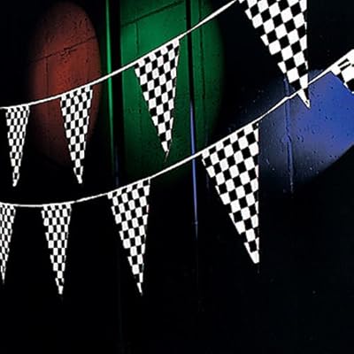 100ft Checkered Black & White Check Racing Pennant Flags Nascar Party Favor