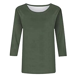 Womens 3/4 Length Sleeve Tops Solid Color Dressy
