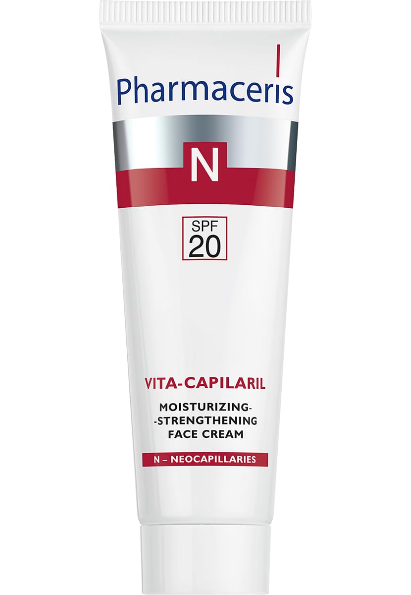Pharmaceris N Vita-Capilaril, Moisturizing and Strengthening Face Cream SPF 20, Reduces Redness, Face Moisturiser for Couperose Skin, Vitamin PP - 50 ml