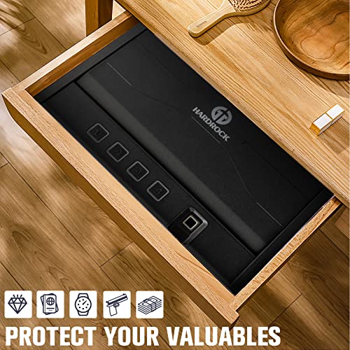HARDROCK Biometric Gun Safe for Quick-Access Pistols Safe,Firearm Safety Device with Fingerprint Lock or Digital Key Pad for 2 Guns and More,Smart Handgun Safe Gun Lock Box for Home Bedside Car