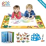 Aqua Magic Doodle Mat Water Doodle Drawing Mat Dinosaur Toy Set - Bundle Includes Painting Coloring Mat, Dinosaur Coloring Book, 12 Dinosaurs Toys - For Boys Girls Age 3 -12 Years old to etch a sketch