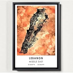 Lebanons country Map Poster, Lebanons Country road