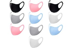 EYELOV 10PCS Kids Colorful Face Mask Covers with Elastic Ear Loop Cover Full Face Anti-Dust, Unisex, Washable, Breathable, and Reusable (Kids Colorful)