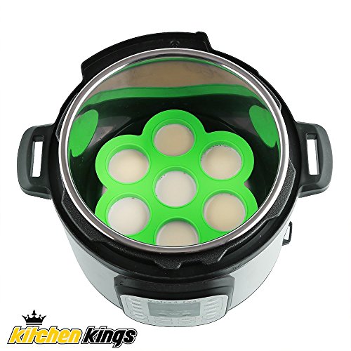 Kitchen Kings - 2-pack (green/orange) Baby Food Freezer Mold, Egg bites fits instant pot 5,6,8 qt pressure cooker, 7 cups storage tray clip on lid