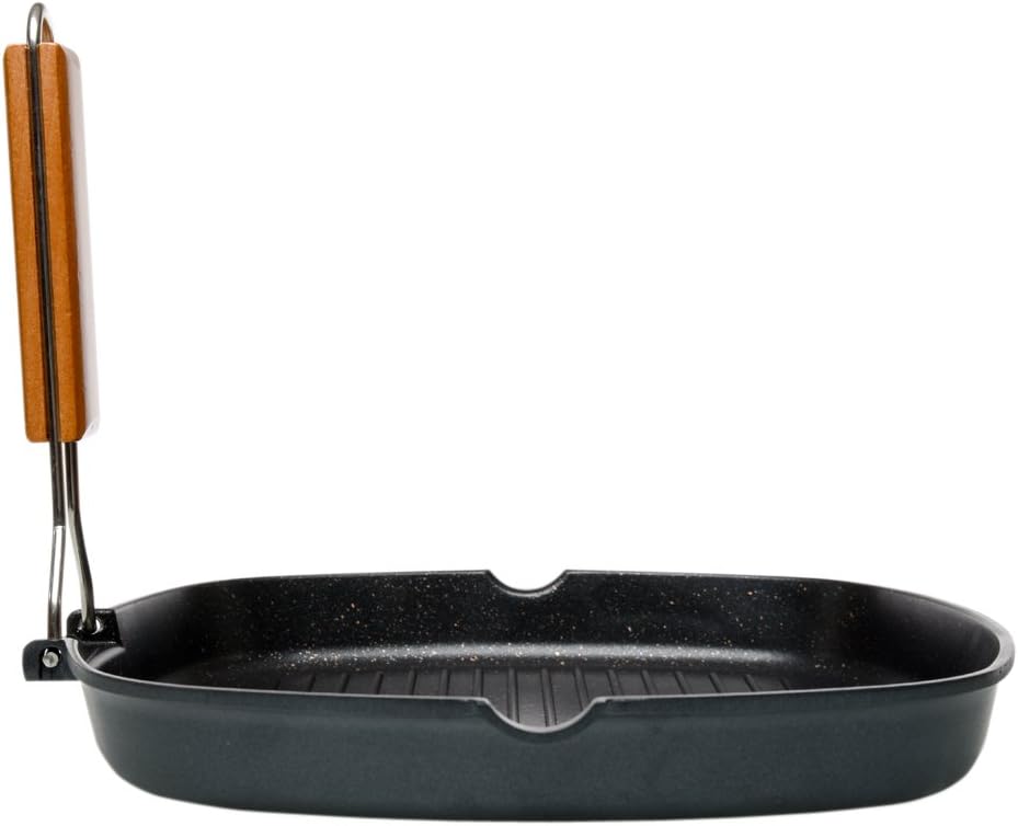 Cooking Lane Cast Aluminium Grill Pan - 11inch rectangular Nonstick Grilling pan for Stovetop Induction and Gas cooking-Portable and dishwasher safe-Indoor outdoor grill vegetables - bbq