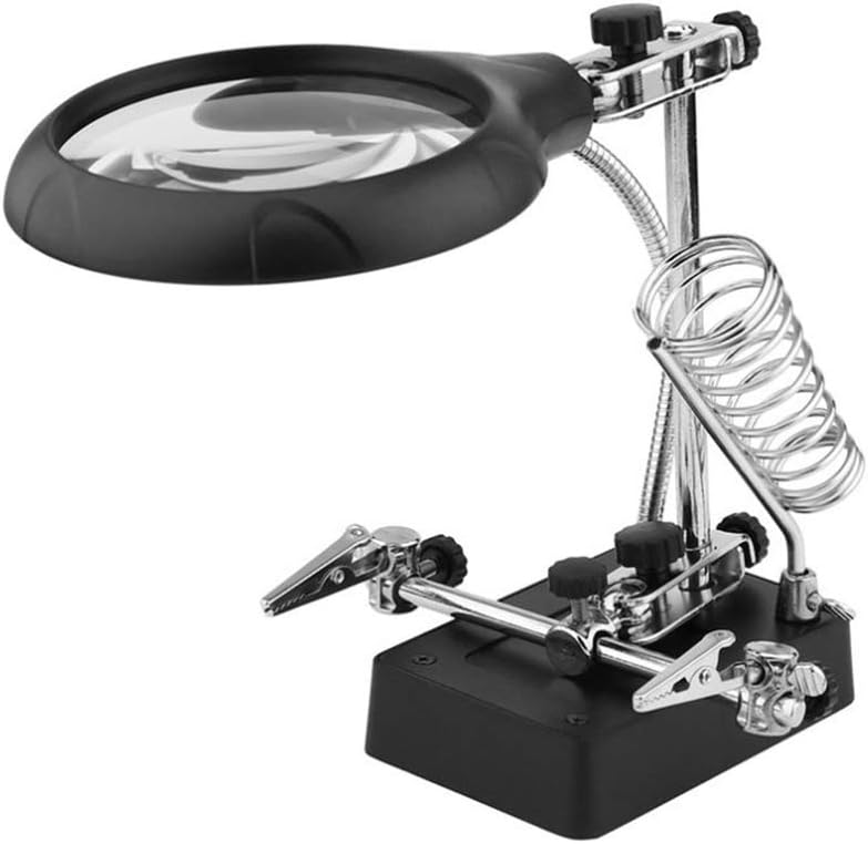 5LED Light Magnifier & Desk Lamp 2.5X 7.5X Helping Hand Repair Clamp Alligator Auxiliary Clip Stand Desktop Magnifying Glasses