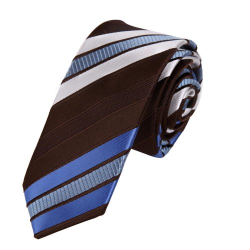 Epoint PS1124 Brown Perfect Slim Necktie Matching Gift Box Set Stripes Tie Presents Idea