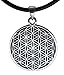 exoticdream Classic Flower of Life Hexagon Sacred Pewter Pendant + 18