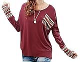 VonFon Womens Plus Size Splicing Long Sleeve Sleeved Loose T-shirt
