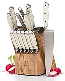 White Knife Set with Block - 14 Piece Forged