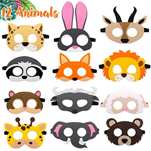 Animals Felt Masks for Kids, Jungle Safari Forest Friends Party Masks