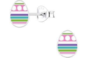 ICYROSE Solid 925 Sterling Silver Pastel colors Easter Egg Stud Earrings (Hypoallergenic nickel free)