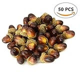 R.FLOWER Artificial Lifelike Simulation Small Acorn Set Decoration Fake Fruit Home House Kitchen Decor (brown)