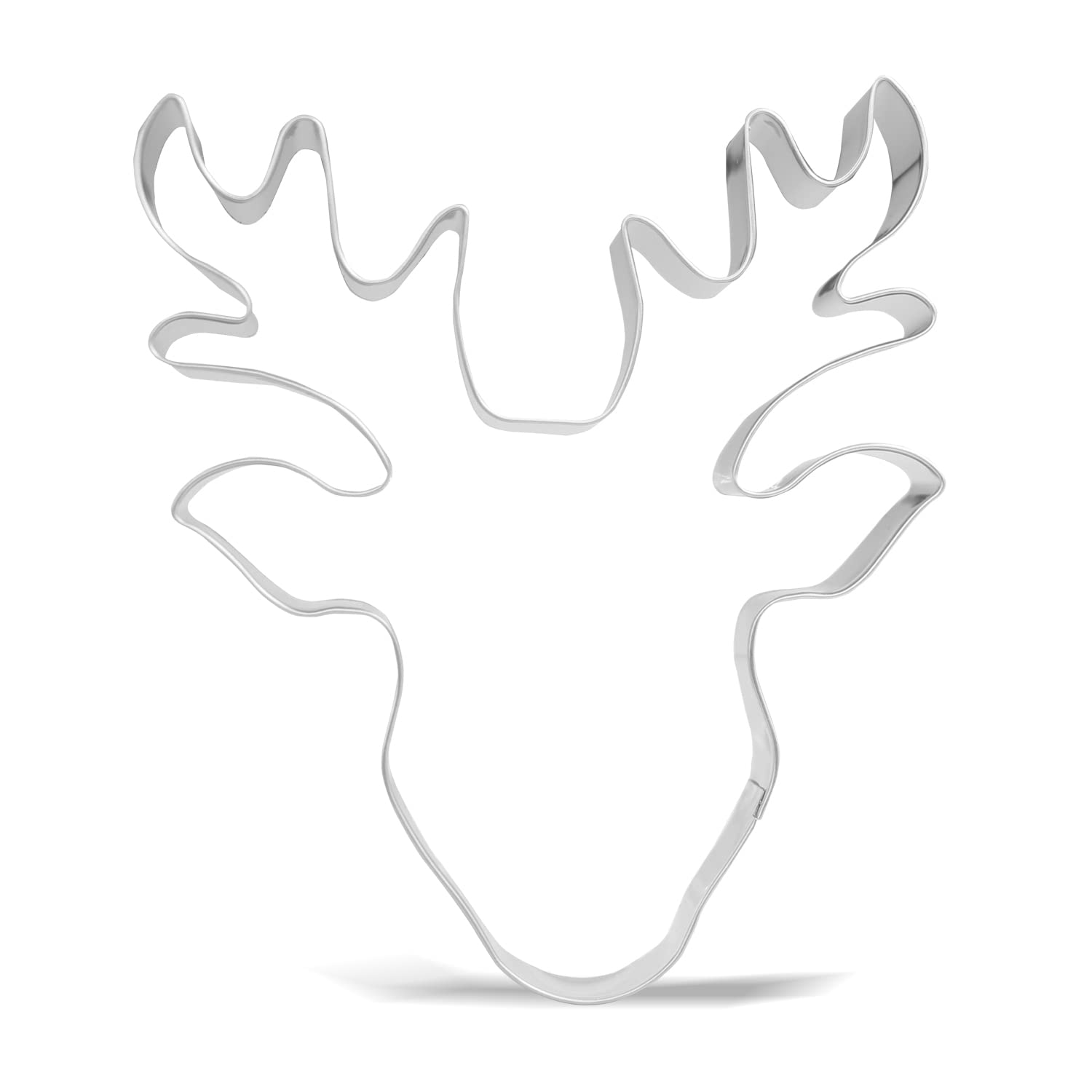 12.7 cm Large Christmas Reindeer Face Cookie Cutter - Stainless Steel