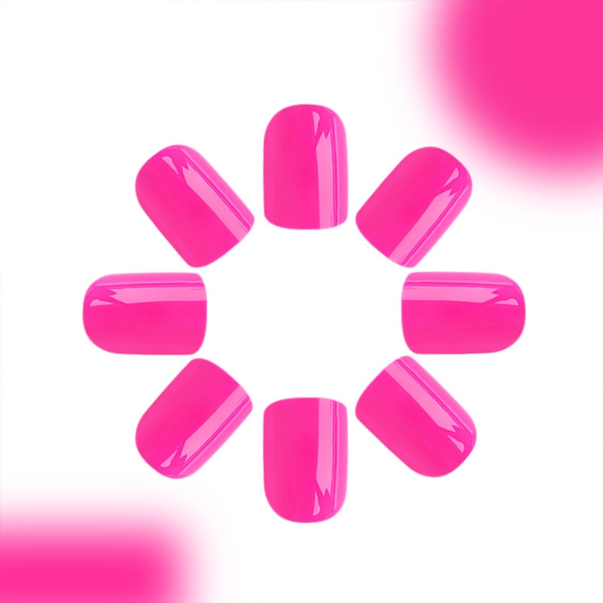 Hot Pink Press on Nails Short Square Fake Nails Pink False Nails with Designs Solid Colour Acrylic Glossy Full Cover Glue on Nails Press ons Cute Artificial Stick on Nails for Women Manicure 24 Pcs - Image 5
