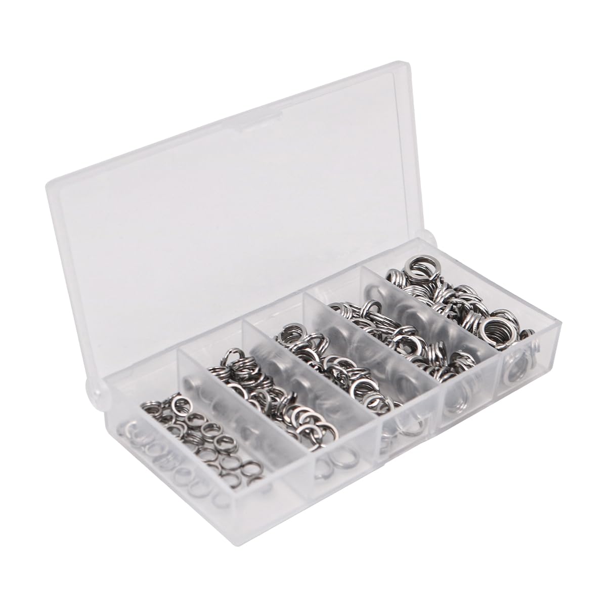VOANZO 200PCS Fishing Double Split Rings Kit High Duty Stainless Steel Split Ring Set Fishing Lures Connectors Double Loops