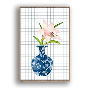 Framed Canvas Wall Art Beautiful Flowers in Grid Giclee Print Gallery Wrap Modern Home Prints Ready to Hang - 16x24 inches
