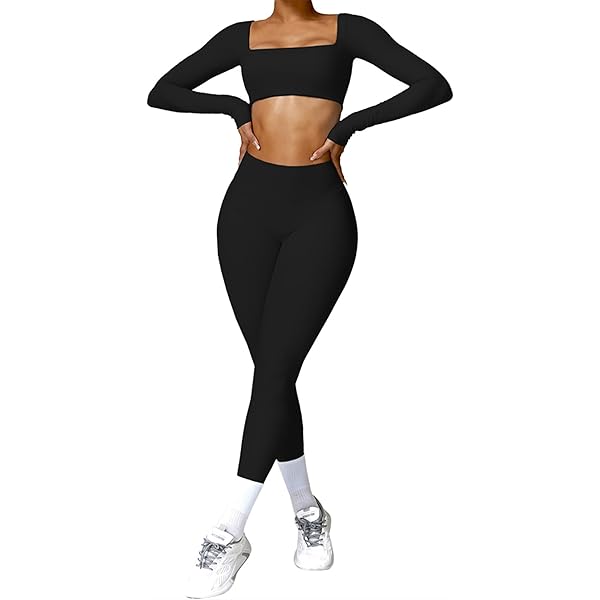 Ensemble Sport Femme Manches Longues Et Leggings – Gym, Dégradé Gris/bleu, Taille L