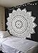 Labhanshi Black White Mandala Tapestry, Indian Hippie Wall Hanging, Bohemian Queen Wall Hanging, Bedspread Beach Tapestry 82x92 inch
