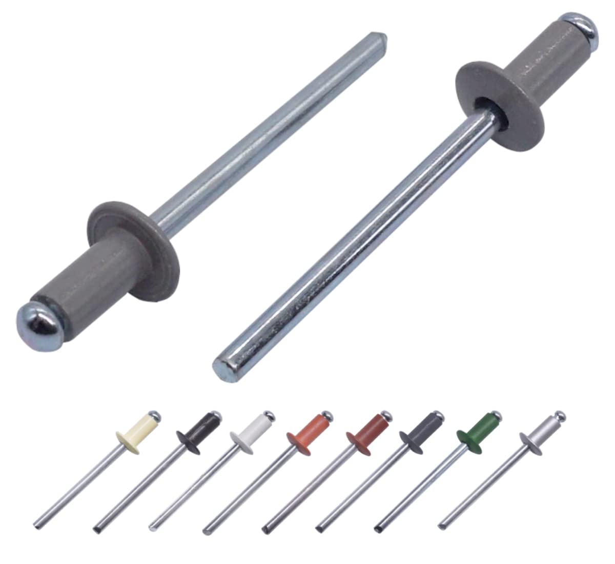 (Pack of 100 pcs) Painted Blind Rivets 4.0 x 8 mm, Dome Head, DIN 7337, Aluminum Rivet and Steel Mandrel, Pop Rivets (100, Dusty Grey RAL 7037)