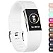 iGK Replacement Bands Compatible For Fitbit Charge 2, Adjustable Replacement Bands with Metal Clasp Classic Edition White Small