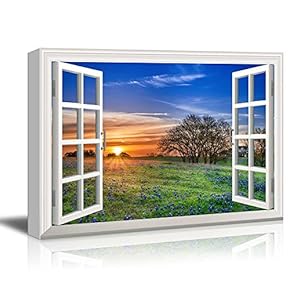 Creative Window View Canvas Prints Wall Art - Sunrise on a Springfield - 24" x 36"