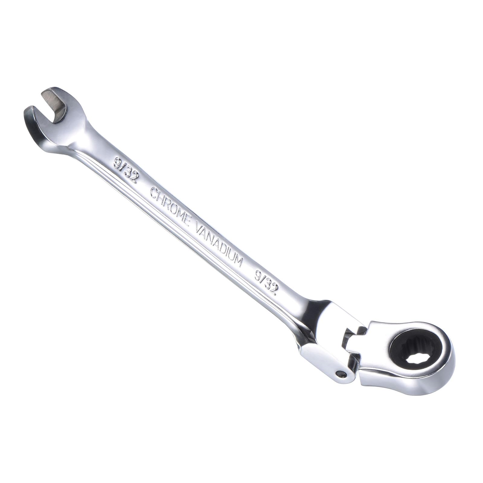 CoCud Flex-Head Ratcheting Wrench, 9/32" Head SAE 72-Teeth, Cr-V Combination Wrench Spanner - (Applications: for Repairing Home Tasks)