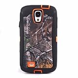 Huaxia Datacom Natural Tree Camo Defender Military Grade Hybrid Case For Samsung Galaxy S4 SIV I9500 - Camo Tree on Orange